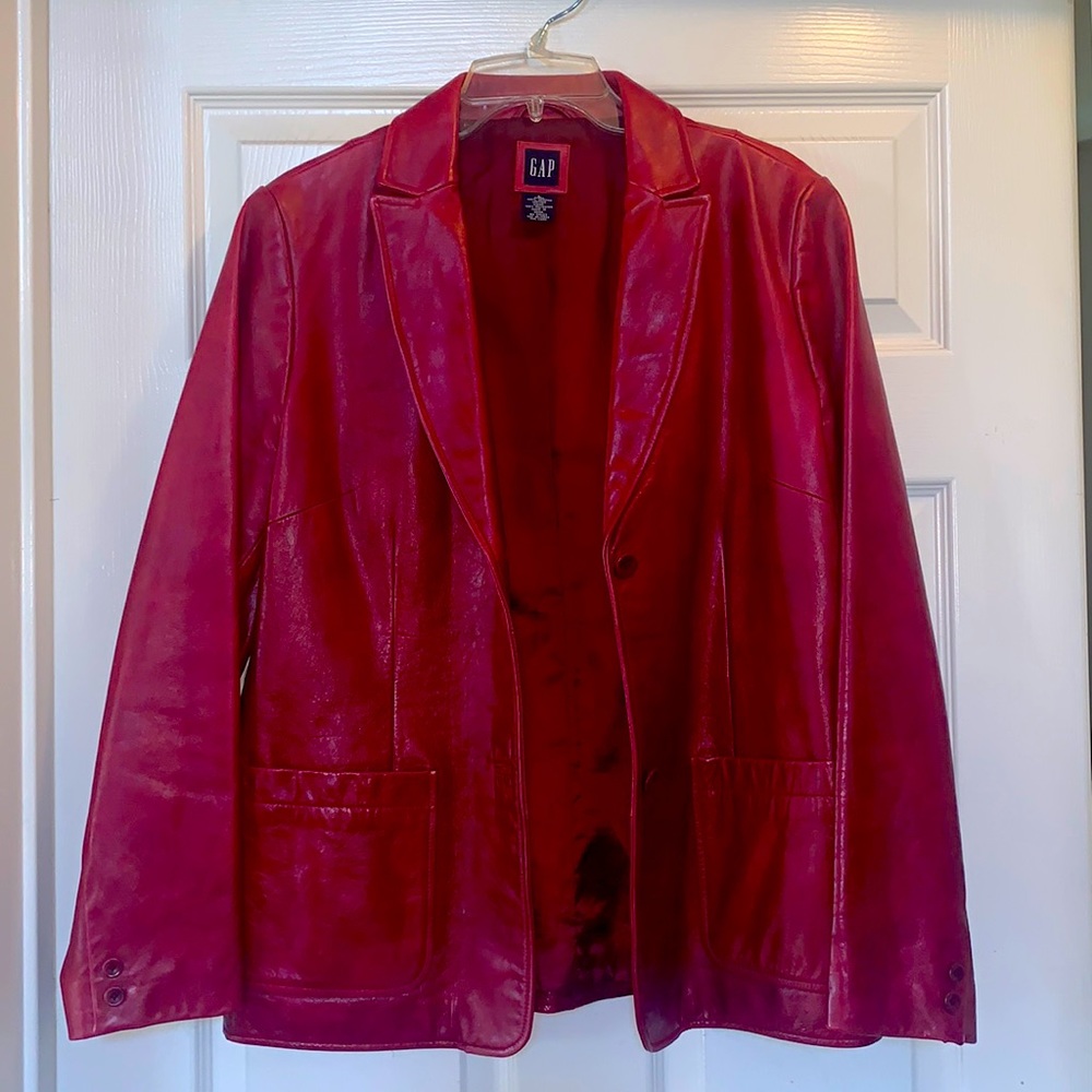 Red 100% genuine leather jacket